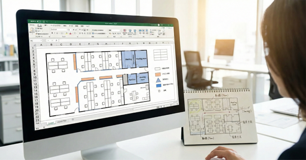オフィスレイアウト図面をExcel（エクセル）で作る方法とは？設計のポイントも解説